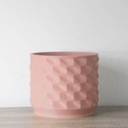"Geometric Planter With Drainage & Saucer in Country Pink, Unique 3D-Printed Plant Pot, Small To Large Sizes 4"" 5"" 6"" 7"" 8" - thumbnail 2