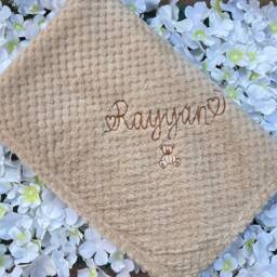 Personalised Baby Blanket Teddy Bear Embroidered Name Newborn Shower Gift - thumbnail 2