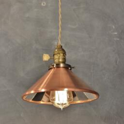 Industrial Light - Vintage Pendant Lamp With Cone Mirror Reflector Shade Antique Pharmacy Apothecary Steampunk Hanging - thumbnail 4