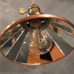 Industrial Light - Vintage Pendant Lamp With Cone Mirror Reflector Shade Antique Pharmacy Apothecary Steampunk Hanging - thumbnail 2