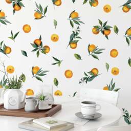 Removable Wall Decals - Set Of Tangerines & Leaves Decals. Oranges, Citrus Fruit - thumbnail 4