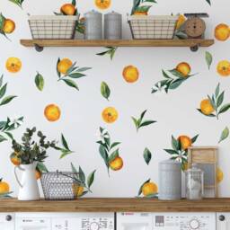 Removable Wall Decals - Set Of Tangerines & Leaves Decals. Oranges, Citrus Fruit - thumbnail 3