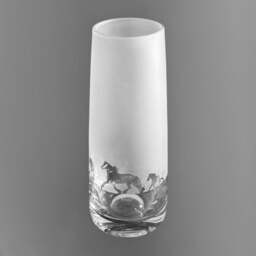 Friesian Horse Vase - 15cm Crystal Glass Bud Vase With Friesian Horse Frieze Design - thumbnail 2