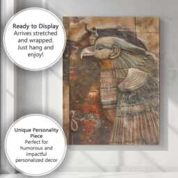 Ancient Egyptian Horus Falcon Stone Relief Winged Deity Canvas Wall Art Print Decor Picture Ready To Hang - thumbnail 3