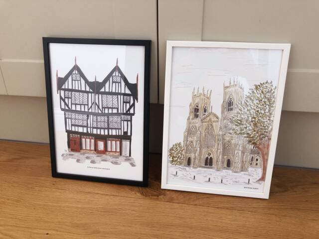 York Minster Or Tudor Building - Architecture Print Illustration Wall Art Decor Cathedral - image 1