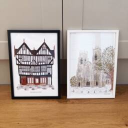 York Minster Or Tudor Building - Architecture Print Illustration Wall Art Decor Cathedral - thumbnail 3