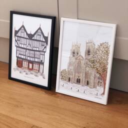 York Minster Or Tudor Building - Architecture Print Illustration Wall Art Decor Cathedral - thumbnail 2