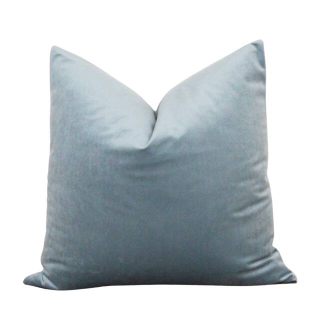 Blue Velvet Pillow Cover - Solid Throw Accent Designer Robins Egg Robin - image 1