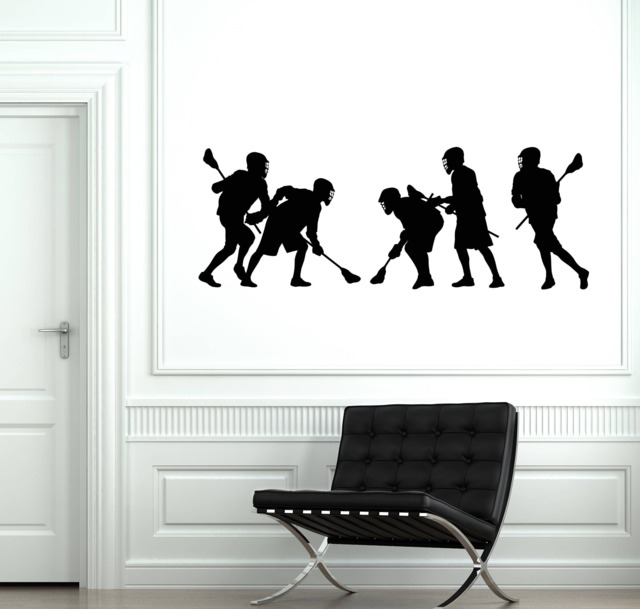 Lacrosse Players Vinyl Wall Decal Sport Silhouettes Art Room Decor Stickers Mural - #2616Di - image 1