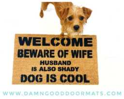 Sarcastic Dog Lover Doormat - Funny Beware Of Wife Outdoor Mat - thumbnail 1