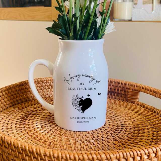 Personalised Memorial Flower Vase - in Loving Memory Gift For Mum Bereavement Small Jug Remembrance Sympathy - image 1
