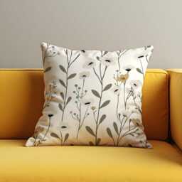 Minimalist Floral Cushion Cover, White & Beige Wildflower Design Pillow Case, Modern Botanical Throw Cozy Neutral Decor - thumbnail 3