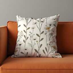 Minimalist Floral Cushion Cover, White & Beige Wildflower Design Pillow Case, Modern Botanical Throw Cozy Neutral Decor - thumbnail 4