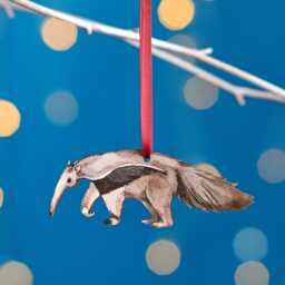 Anteater Christmas Tree Decoration, Birch Plywood Ornament, Animal Lover Gift, Festive Watercolour Art, Traditional Keepsake