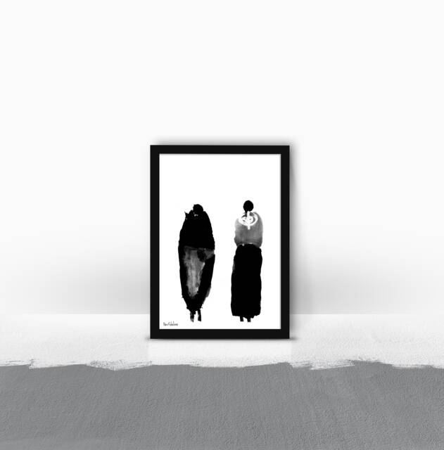 Framed Print, Black & White Art, Abstract Art Africa Inspiration, Kitchen Wall Art, Bedroom Original Gift - image 1