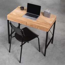 Solid Oak Wood Desk, Minimalist Home Office Table - thumbnail 4
