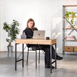 Solid Oak Wood Desk, Minimalist Home Office Table