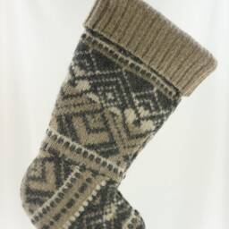 Christmas Stocking Patterns Zipper Felted Wool White Oatmeal Grey Brown Recycled Repurposed Upcycled 153 - thumbnail 3