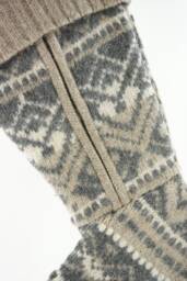 Christmas Stocking Patterns Zipper Felted Wool White Oatmeal Grey Brown Recycled Repurposed Upcycled 153