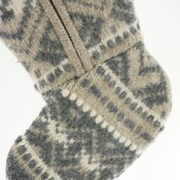 Christmas Stocking Patterns Zipper Felted Wool White Oatmeal Grey Brown Recycled Repurposed Upcycled 153 - thumbnail 4