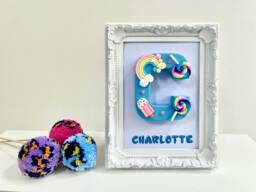 Personalized Girl's Name Sign Rainbow Lollipop Letter, Nursery Decor - thumbnail 1