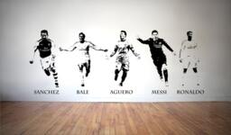 World Class Footballers - Vinyl Transfer Wall Stickers Sanchez . Bale Aguero Messi Ronaldo - thumbnail 1