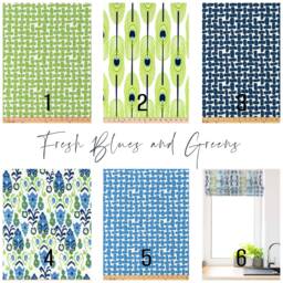 Faux Roman Shade Valance in Blues, Greens & Natural Birch Pattern On 100% Premium Cotton Fabric, Custom Made, Fully Lined