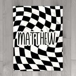 Personalized Checker Pattern Name Blanket For Baby/Kids/Youth/Adult, Birthday Gift, Baby Single Sided Printing , Christmas Gift - thumbnail 3