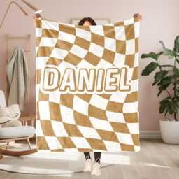 Personalized Checker Pattern Name Blanket For Baby/Kids/Youth/Adult, Birthday Gift, Baby Single Sided Printing , Christmas Gift - thumbnail 2