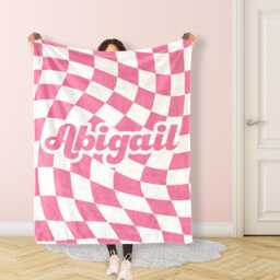 Personalized Checker Pattern Name Blanket For Baby/Kids/Youth/Adult, Birthday Gift, Baby Single Sided Printing , Christmas Gift - thumbnail 1