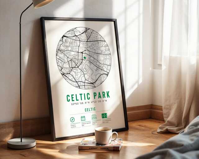 Celtic Park Map Print - Prints & Frames Available Stadium Artwork Gift Bhoys Fan Present For Him Dad Brother Grandad Christmas - image 1