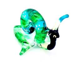 Hand Blown Glass Miniature Snail Little Animal Blue Green Black Figurine Tiny Statue Decoration Collectible Small Craft Painted Figure Deco - thumbnail 1