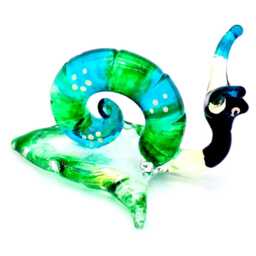 Hand Blown Glass Miniature Snail Little Animal Blue Green Black Figurine Tiny Statue Decoration Collectible Small Craft Painted Figure Deco - thumbnail 2