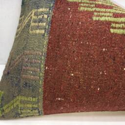 Vintage Turkish Kilim Pillow Cover, Handwoven Accent Throw, 16x24 - thumbnail 3