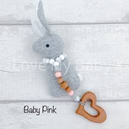 Red Bunny Rattle, Sensory Fidget, Engraved Toy First Easter Gift, New Mum Gift, Personalised Newborn Little One Stocking Filler - thumbnail 4