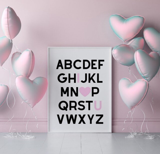 Alphabet Print - I Love You Quote Prints Gift - image 1