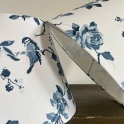 Roses & Birds Cotton Empire Lampshade Blue & White Coolie Shade - thumbnail 3