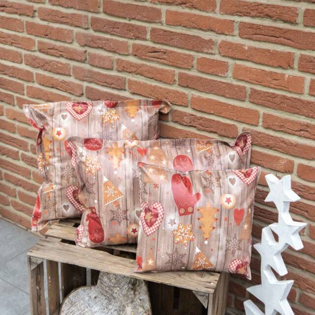 Oilcloth Cushion Gingerbread At Christmas - Outdoor Cushions For A Beautiful Garden & Balcony in Winter - image 1