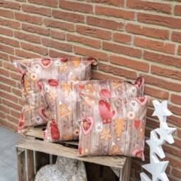 Oilcloth Cushion Gingerbread At Christmas - Outdoor Cushions For A Beautiful Garden & Balcony in Winter - thumbnail 1