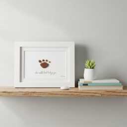 Framed Sea Glass Paw Print Art Dog Lover Gift - thumbnail 4