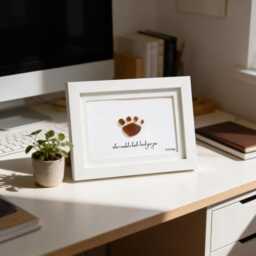 Framed Sea Glass Paw Print Art Dog Lover Gift - thumbnail 2