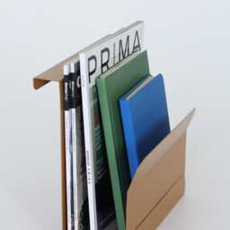 Brown Metal Desk Organizer, Modern Magazine Holder, Paper Stand, Vertical File Organizer, Tall Desktop Organizer - thumbnail 3
