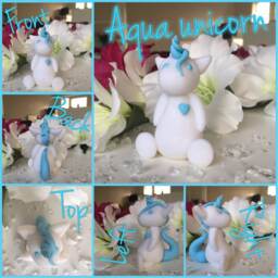 White Glitter Unicorn With Aqua Details - thumbnail 4