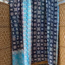 Sale Kantha Throw - Black With Turquoise & Stone Floral Patterns. Reverse Multicoloured. Unique/One Of A Kind/Vintage/Boho - thumbnail 2