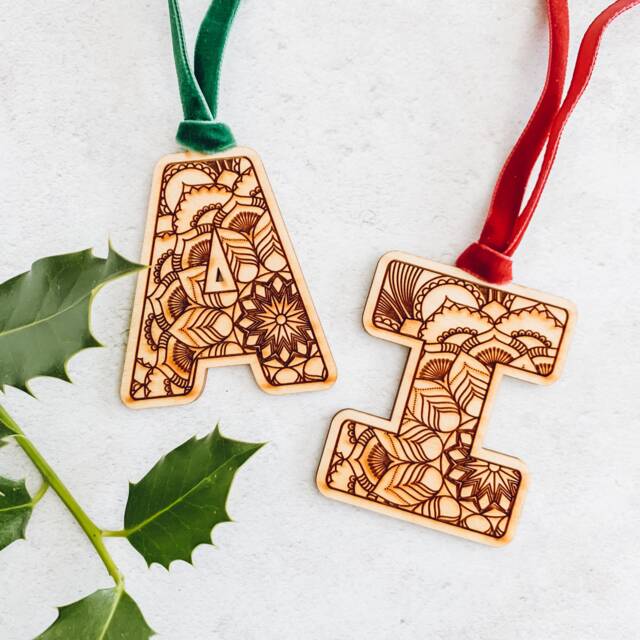 Monogram Wooden Christmas Decoration, Tree Ornament - image 1