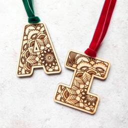 Monogram Wooden Christmas Decoration, Tree Ornament - thumbnail 2
