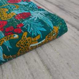 Tiger Print Kantha Quilt Indian Cotton Bedspread, Bohemian Throw - Queen Size - thumbnail 4