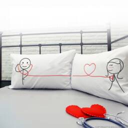 2 Year Anniversary Gift For Him Doctor Couple Pillowcases Boyfriend Husband Valentines Day Birthday Boldloft My Heart Beats You - thumbnail 2
