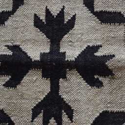 Handwoven Wool Jute Rug - Black Geometric Design - thumbnail 4