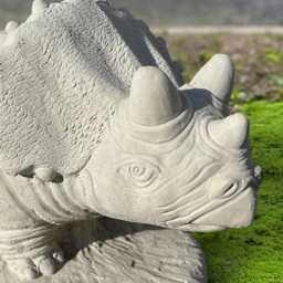 Concrete Triceratops Statue Stone Dinosaur Ornament Prehistoric Creature Sculpture Outdoor Wild Animal Decor Jurassic Figurine For Home - thumbnail 2